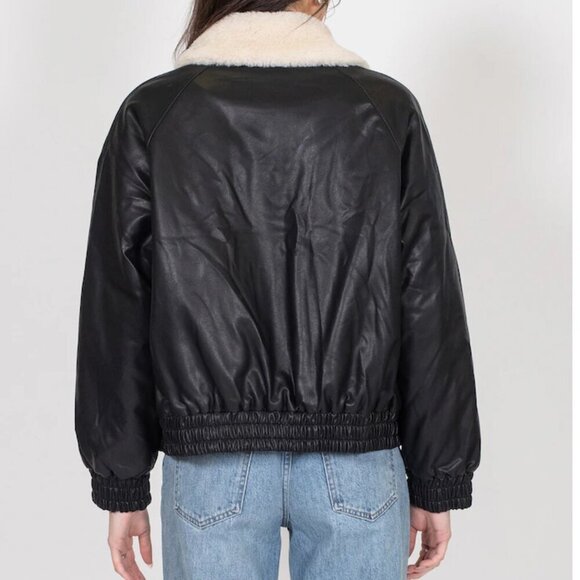 NEW Brunette the Label Vegan Leather Bomber Jacket - Picture 3 of 6